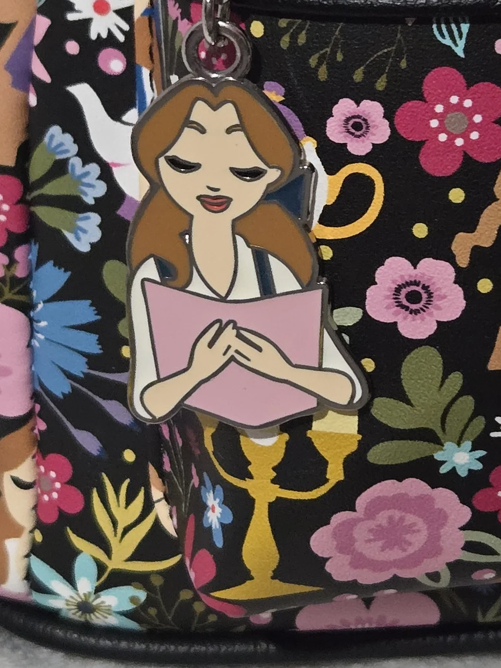 Disney x Loungefly Floral Beauty and the Beast Mini Backpack - Black Pink
